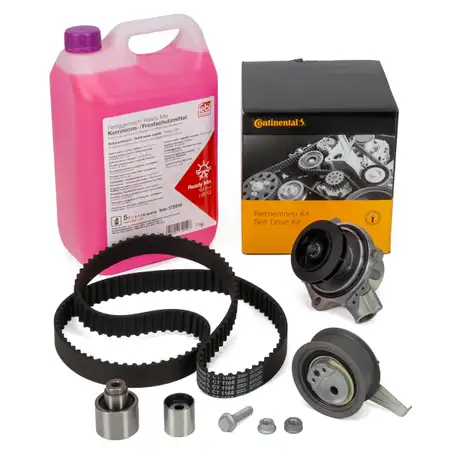 CONTI Zahnriemensatz + Wasserpumpe + 5L ORIGINAL Frostschutz f&uuml;r AUDI A3 8V VW 1.6/2.0 TDI