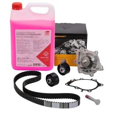 CONTI Zahnriemensatz + Wasserpumpe + 5L Frostschutz f&uuml;r PSA FORD OPEL TOYOTA 2.0/2.2D