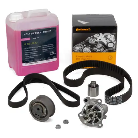 CONTI Zahnriemensatz Wasserpumpe Keilriemen 5L OE Frostschutz f&uuml;r VW Golf 5 Passat 2.0 TDI