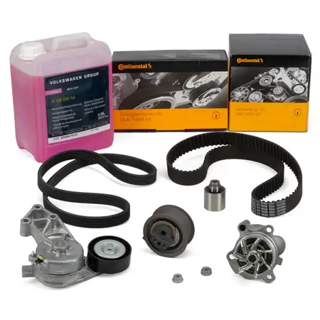 CONTI Timing Belt Kit, Water Pump, V-Belt, 5L OE Antifreeze for VW Golf 4, Sharan 1.9 TDI