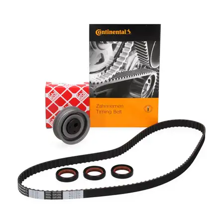 CONTI CT637 Zahnriemen + febi Spannrolle + 3x Wellendichtring f&uuml;r VW Golf 1 2 3 1.5-1.8