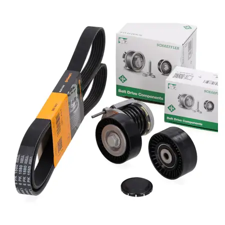 CONTI 6PK1580 Keilrippenriemen + INA Spanner Rolle f&uuml;r AUDI A4 B8 A5 A6 C6 Q5 8RB 2.0 TDI