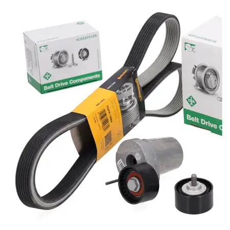 CONTI Keilrippenriemen + INA Spanner + Rolle f&uuml;r BMW F10 F11 F07 525-535d X5 X6 30/40d N57