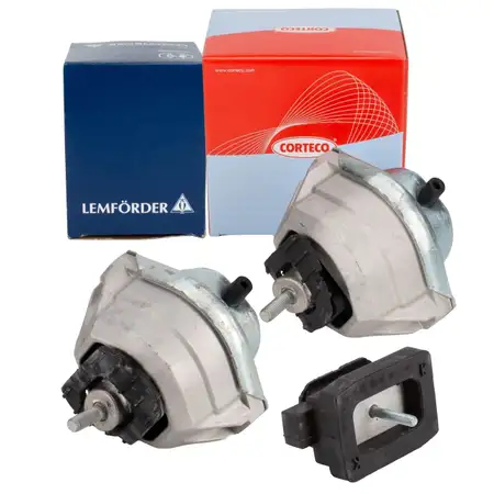 2x CORTECO Motorlager + LEMF&Ouml;RDER Getriebelager f&uuml;r BMW E60 E61 525-535d E63 E64 635d M57