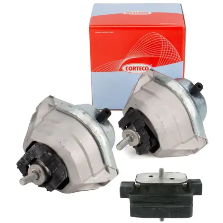 2x CORTECO Motorlager + febi Getriebelager f&uuml;r BMW E60 E61 525d 530d 535d E63 E64 635d M57