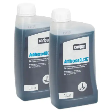 2L 2 Liter CARIPAR ANTIFREEZE BLC 87 Frostschutz K&uuml;hlerfrostschutz Konzentrat BLAU/GR&Uuml;N