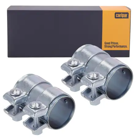 2x CARIPAR Rohrverbinder Doppelschelle Auspuff Abgasanlage &Oslash; 56mm x L&auml;nge 95mm