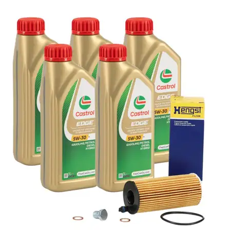 5L CASTROL EDGE 5W-30 M LL-04 Motor&ouml;l + HENGST &Ouml;lfilter BMW F20/21 F22/23 F30 F32 B37 B38