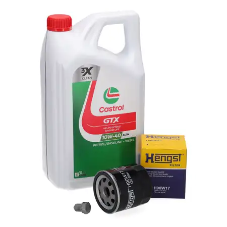 5L CASTROL GTX 10W-40 A3/B4 + HENGST &Ouml;lfilter f&uuml;r VW Golf 4 5 6 Lupo Polo 3 4 5 1.0-1.6