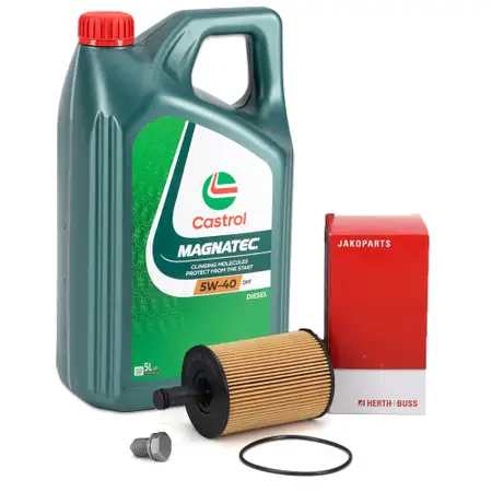 5L CASTROL MAGNATEC 5W-40 DPF Motor&ouml;l + HERTH+BUSS &Ouml;lfilter f&uuml;r AUDI FORD SEAT SKODA TDI