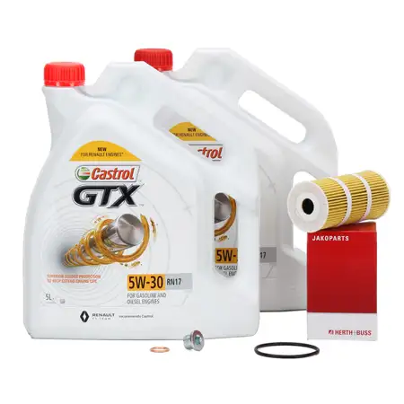 10L CASTROL GTX 5W-30 RN17 Motor&ouml;l HERTH+BUSS &Ouml;lfilter f&uuml;r FIAT MERCEDES NISSAN RENAULT