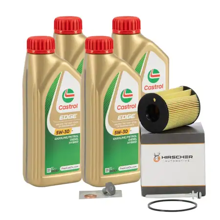 4L CASTROL EDGE 5W-30 M LL-04 Motor&ouml;l + HIRSCHER &Ouml;lfilter f&uuml;r MINI R56 One D Cooper D 9HZ