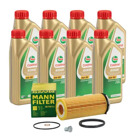 8L CASTROL EDGE 5W-30 M LL-04 Engine Oil ORIGINAL Oil Filter for BMW F10/11 F01-04 X5 X6 N57 B