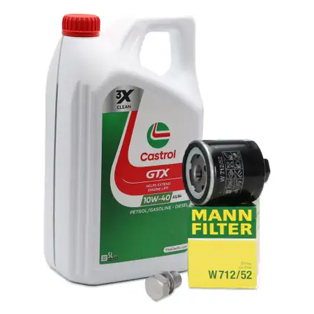 5L CASTROL GTX 10W-40 A3/B4 Motor&ouml;l + MANN &Ouml;lfilter f&uuml;r VW Golf 3 4 5 6 Polo 2 3 4 5