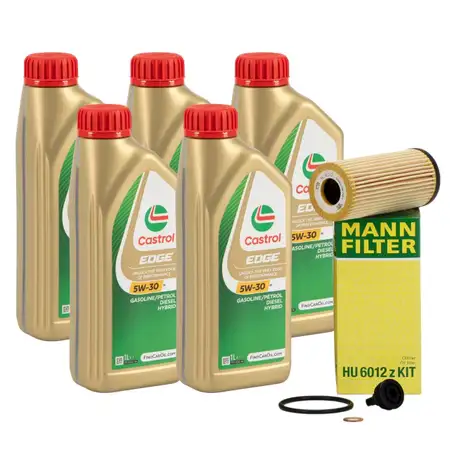 5L CASTROL EDGE 5W-30 M LL-04 Motor&ouml;l + MANN &Ouml;lfilter f&uuml;r BMW F45 F46 X1 F48 MINI B38 B37