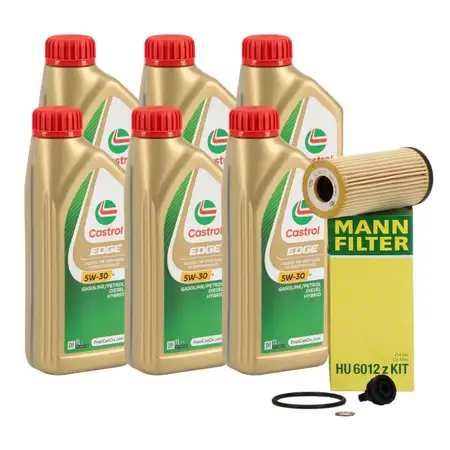 6L CASTROL EDGE 5W-30 M LL-04 Motor&ouml;l + MANN &Ouml;lfilter f&uuml;r BMW F45 F46 X1 F48 MINI B48 B47
