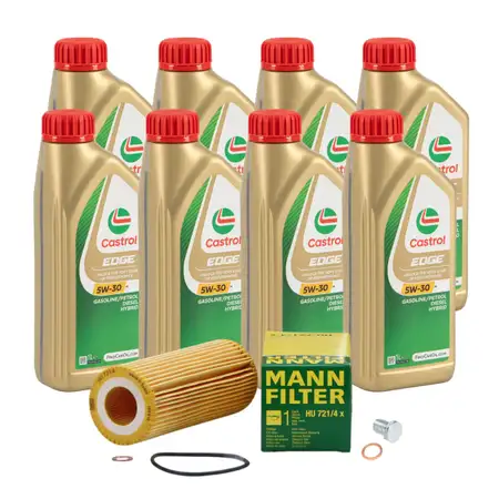8L CASTROL EDGE 5W-30 M LL-04 Motor&ouml;l + MANN &Ouml;lfilter BMW E46 E90-93 E60 X3 X5 X6 M57 N57