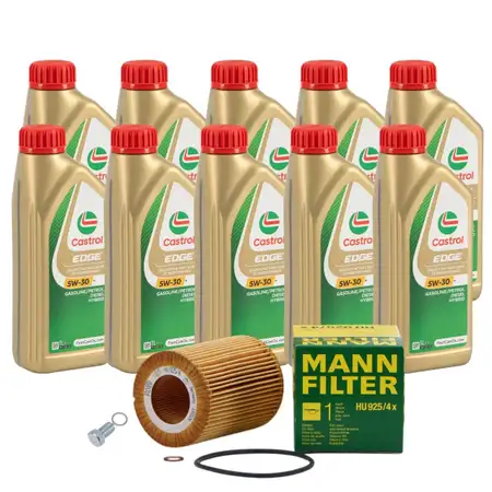 10L CASTROL EDGE 5W-30 M LL-04 Motor&ouml;l + MANN &Ouml;lfilter f&uuml;r BMW 7er E38 E65-67 740d M67