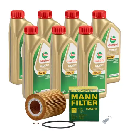 7L CASTROL EDGE 5W-30 M LL-04 Motor&ouml;l MANN &Ouml;lfilter BMW E36 E46 E39 E60 X3 X5 M50 M52 M54