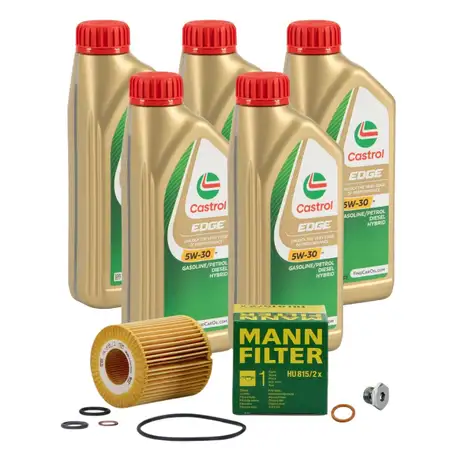 5L CASTROL EDGE 5W-30 M LL-04 Motor&ouml;l + MANN &Ouml;lfilter f&uuml;r BMW 1er 3er N40 N42 N43 N45 N46