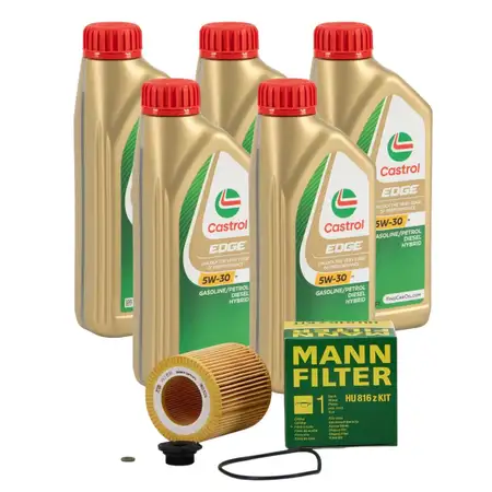 5L CASTROL EDGE 5W-30 M LL-04 Motor&ouml;l + MANN &Ouml;lfilter f&uuml;r BMW F20/21 F30-34 F32-36 X1 N20