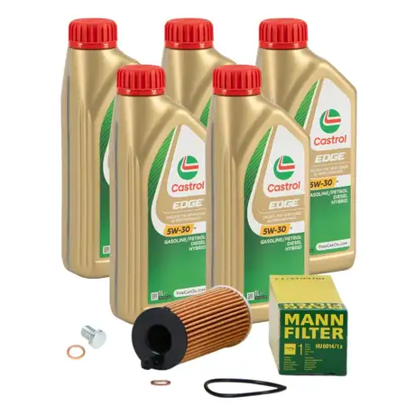 5L CASTROL EDGE 5W-30 M LL-04 Motor&ouml;l + MANN &Ouml;lfilter f&uuml;r BMW F20/21 F22/23 F30/31 B38 B37