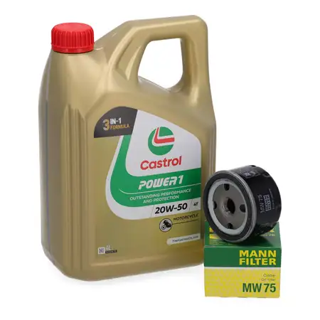 4L CASTROL POWER 1 20W-50 4-stroke engine oil + MANN oil filter for BMW R1200, K1200, K1600