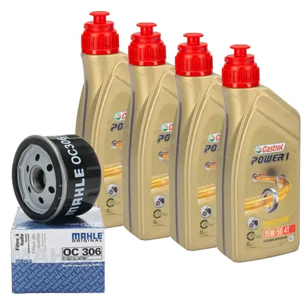 4L CASTROL POWER 1 15W-50 4T 4-TAKT Motor&ouml;l + MAHLE &Ouml;lfilter f&uuml;r BMW R1200 K1200 K1600