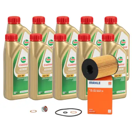 10L CASTROL EDGE 5W-30 M Motor&ouml;l MAHLE &Ouml;lfilter BMW 550i M5 650i M6 750i M850i M8 N63 S63