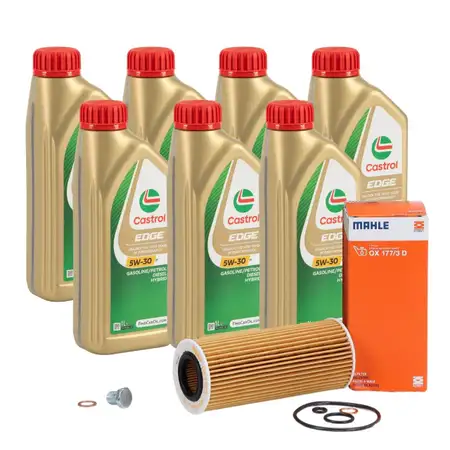 7L CASTROL EDGE 5W-30 M Motor&ouml;l + MAHLE &Ouml;lfilter f&uuml;r BMW E46 E90-93 E60/61 E63 X3 M57 N57
