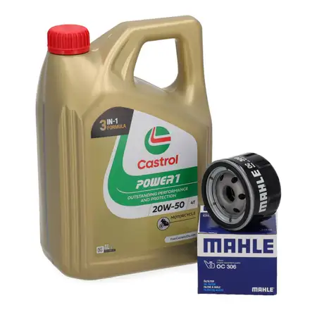 4L CASTROL POWER 1 20W-50 4T 4-TAKT Motor&ouml;l + MAHLE &Ouml;lfilter f&uuml;r BMW R1200 K1200 K1600