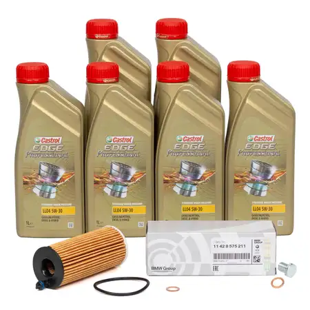 6L CASTROL EDGE 5W-30 M LL-04 Motor&ouml;l + ORIGINAL &Ouml;lfilter BMW 1er 3er 5er X3 X5 Z4 B48 B47