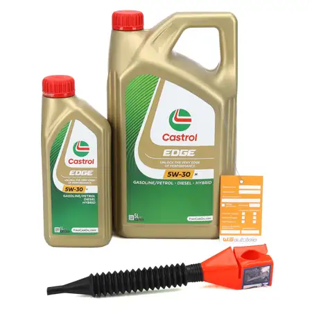 6L 6 Liter CASTROL EDGE 5W-30 M Motor&ouml;l f&uuml;r BMW LL-04 MB 229.31/51/52 + Einf&uuml;lltrichter
