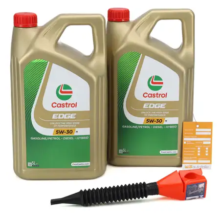 10L 10 Liter CASTROL EDGE 5W-30 M Motor&ouml;l f&uuml;r BMW LL-04 MB 229.31/51/52 + Einf&uuml;lltrichter