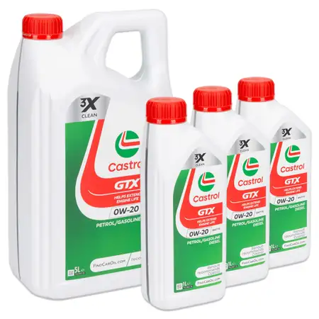 8L 8 Liter CASTROL GTX 0W-20 Motor&ouml;l &Ouml;l ACEA C5 Renault RN17FE