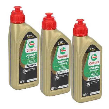 3L 3 Liter CASTROL POWER 1 ULTIMATE 10W-40 4T Motorrad Motor&ouml;l API SN JASO MA-2