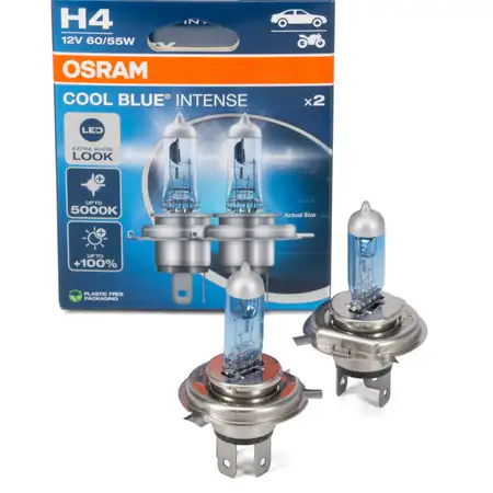 2x OSRAM Gl&uuml;hlampe H4 COOL BLUE INTENSE Next Gen 12V 60/55W P43t +100% 5000K