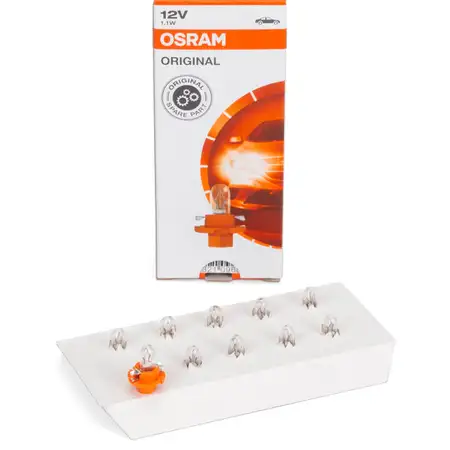 10x OSRAM 2473MFX6 Gl&uuml;hlampe Instrumententafelbeleuchtung 12V 1,2 W BX8.4d