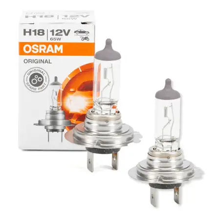 2x OSRAM 64180L Gl&uuml;hlampe Halogenlampe H18 ORIGINAL LINE 12V 65W PY26d-1