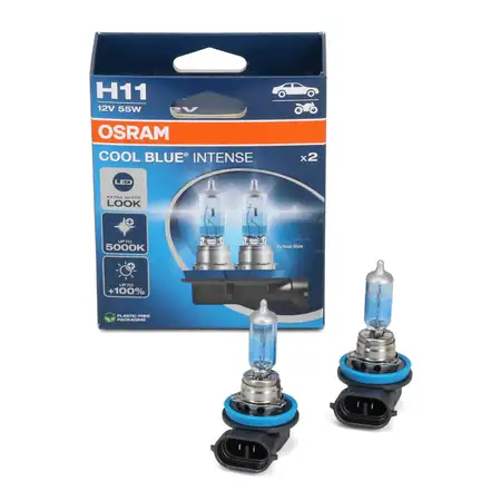 2x OSRAM 64211CBN-2HB COOL BLUE INTENSE H11 Gl&uuml;hlampe 12V 55W PGJ19-2 +100% 5000K