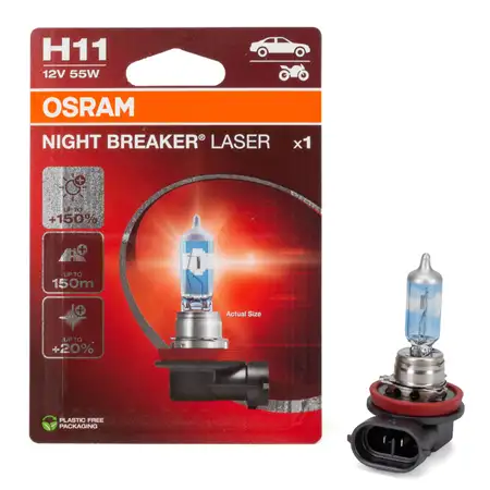 OSRAM Gl&uuml;hlampe H11 NIGHT BREAKER LASER 12V 55W PGJ19-2 next Generation +150%