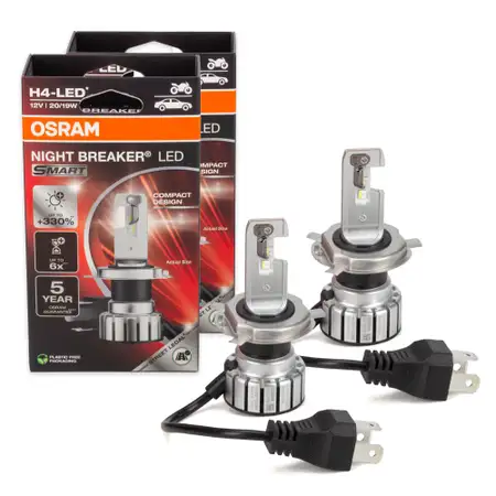 2x OSRAM H4 NIGHT BREAKER LED f&uuml;r SMART Lampe mit Stra&szlig;enzulassung 12V 20/19W P43t +330%