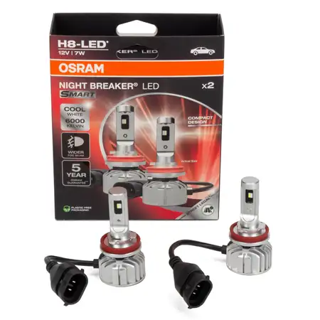 2x OSRAM H8 NIGHT BREAKER LED f&uuml;r SMART Lampe mit Stra&szlig;enzulassung 12V 7W PGJ19-1 6.000K