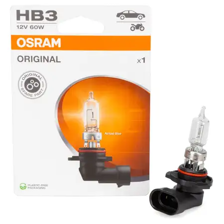 OSRAM 9005-1BL Gl&uuml;hlampe Halogenlampe HB3 ORIGINAL LINE 12V 60W P20d