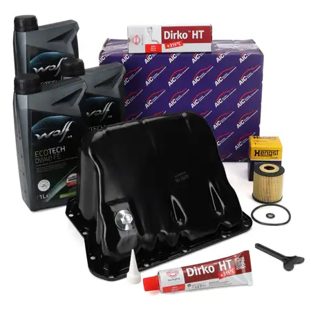AIC &Ouml;lwanne HENGST &Ouml;lfilter + Dichtmasse + 3L WOLF 0W40 Motor&ouml;l f&uuml;r SMART 450 451 0.6 0.7