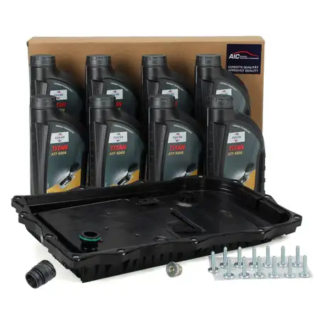 AIC &Ouml;lwanne + Filter Schrauben Automatikgetriebe 8HP45-75 + 8L FUCHS Getriebe&ouml;l f&uuml;r BMW