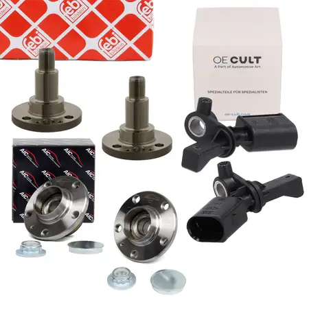 2x AIC Radnabe + Radlager + Achszapfen + Sensor f&uuml;r VW Polo 4 5 AUDI A1 Ibiza Fabia hinten
