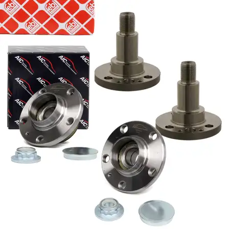 2x AIC Radnabe + Radlager + febi Achszapfen f&uuml;r VW Polo 4 5 AUDI A1 Ibiza Fabia hinten