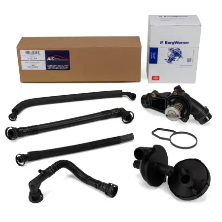 BORGWARNER Thermostat + AIC Rep.-Satz Kubelgeh&auml;useentl&uuml;ftung f&uuml;r BMW E46 E39 E60 M52 M54