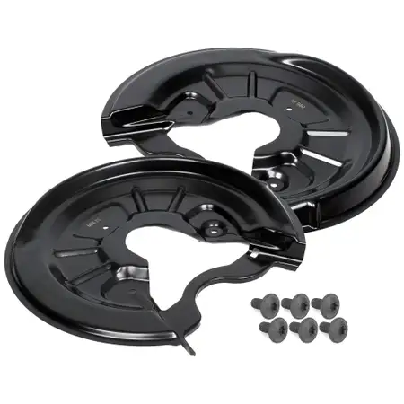 2x AIC Spritzblech Bremsscheibe + Schrauben f&uuml;r VW Golf 5 6 Touran A3 8P Octavia 2 hinten